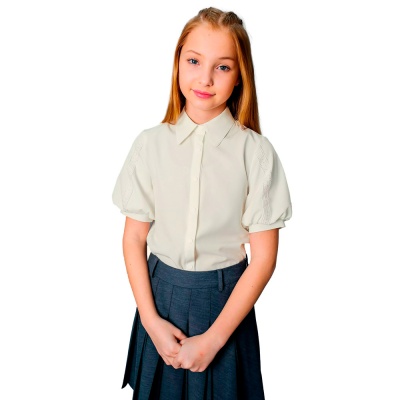 Блузка школьная для девочки Deloras C64117S молочная 1